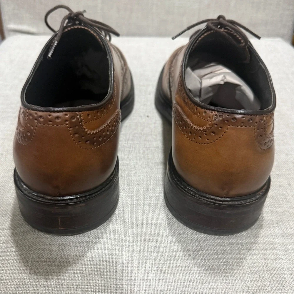 Massimo Dutti Mens Brown Leather Wingtip Brogues EU 45